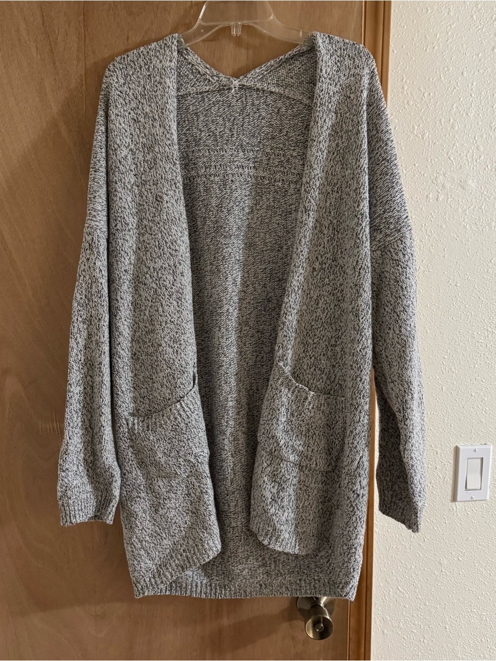 Cozy Open-Front Gray Knit Cardigan Sweater
